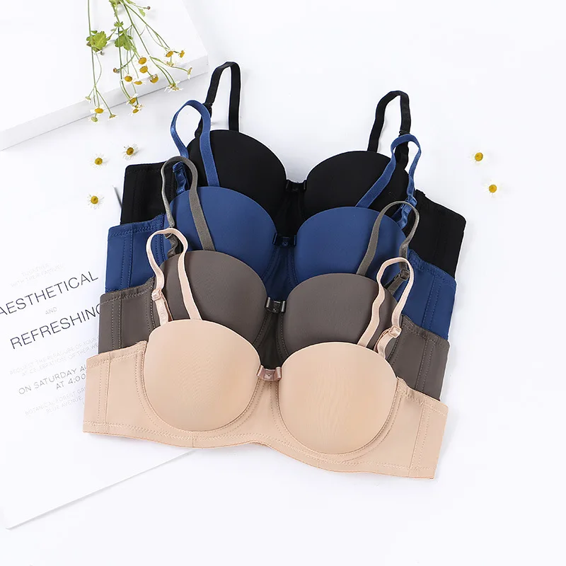 ready to ship Promotional Fashion Simple Solid Color Push Up Sexy Bra Comfort women Seamless Bra
