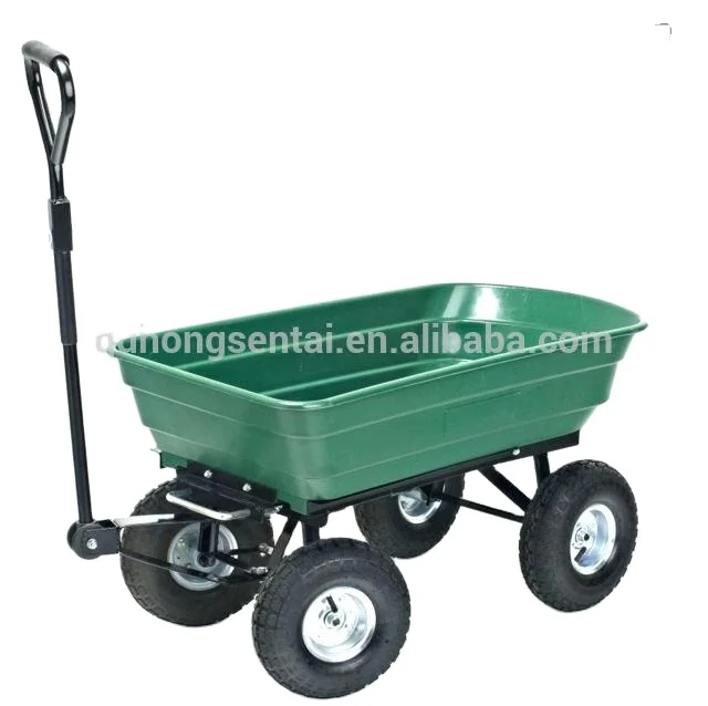 75L 125L 4 wheel heavy duty poly plastic tray dump garden carts