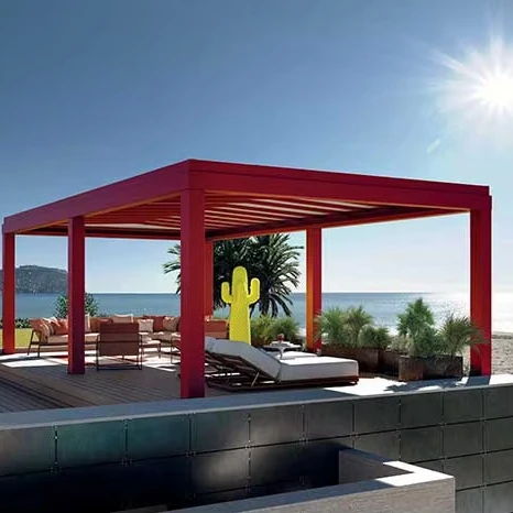 Wholesale Hot Selling  Aluminum Frame Pergola Sun Shad Aluminium Louvered Roof Pergola For Outdoor Patio With LED Light