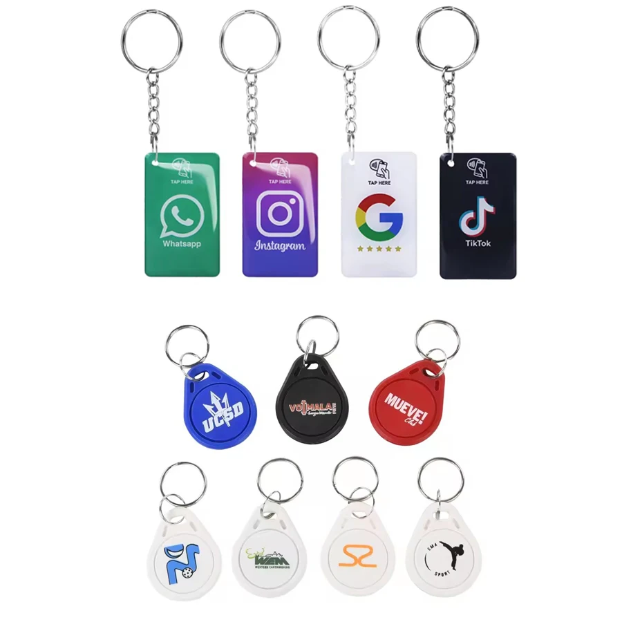 Factory price custom key tags with logo eopxy keychain pvc plastic smart rfid nfc access control cards