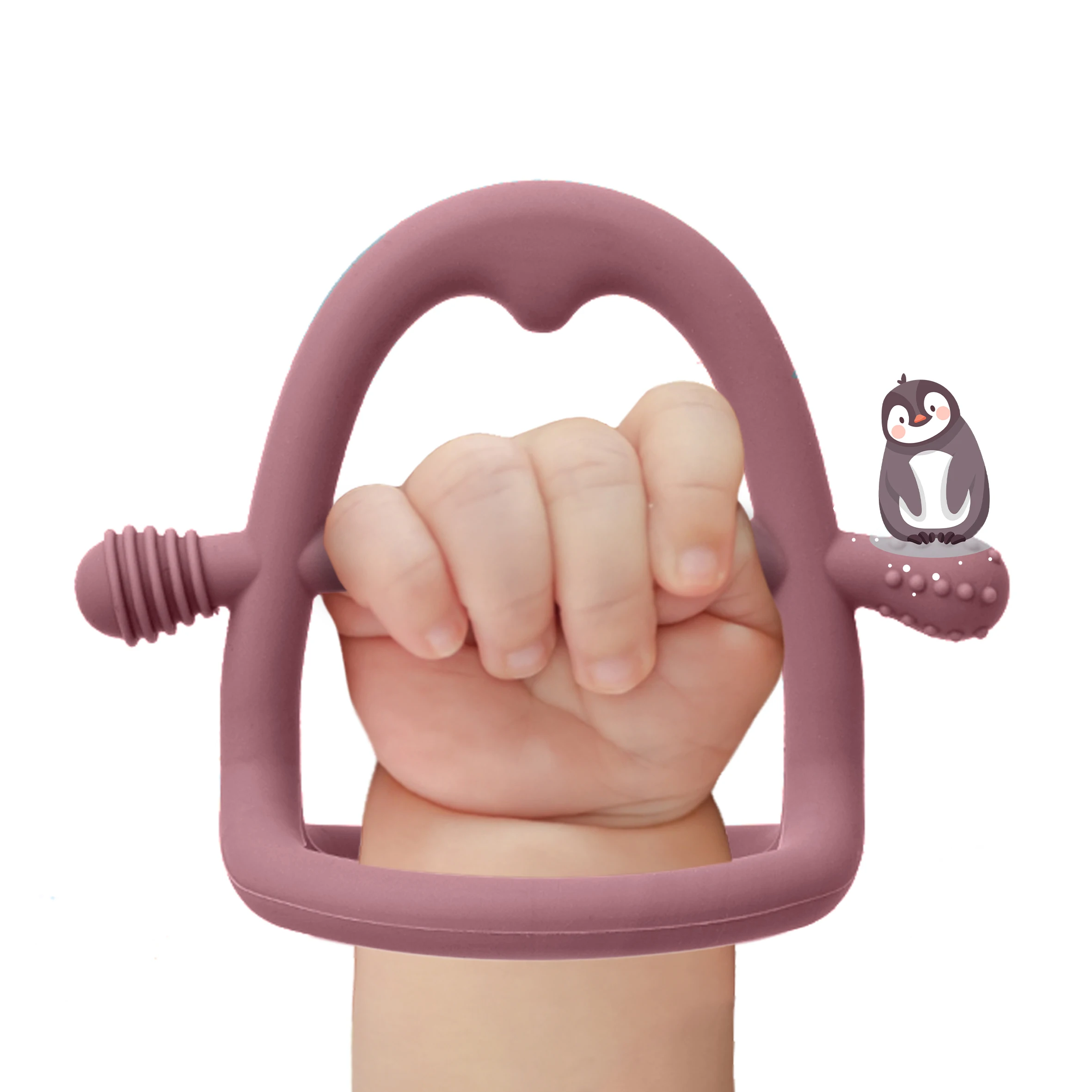 Food grade silicone baby hug penguin rubber toy without BPA chewable and ground toy silicone baby glue 0-24 months old