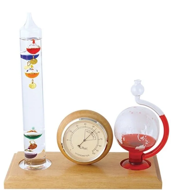Scientific Educational Device 3 in 1 Galileo Thermometer Weather Station Forecast Predictor Storm Glass Bottle Barometer