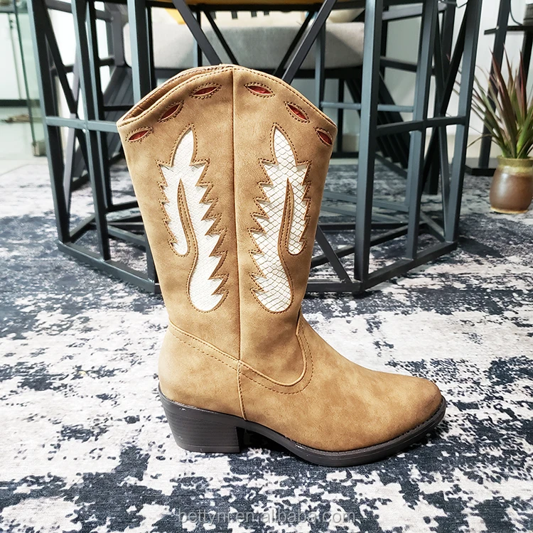 Autumn Winter Pointed-toe Ethnic Thigh High Boots Women Shoes Adult Cowboy Boots, Customs Shoes Western Cowboy Boots