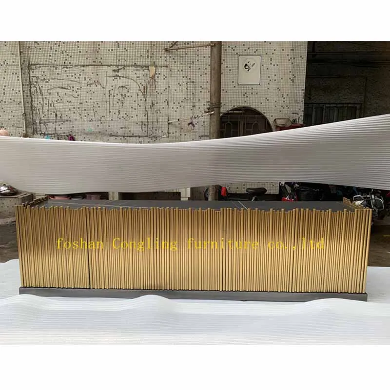 Роскошный Прилавок 8091 из нержавеющей стали золотого цвета, приемный стол, стол для салона красоты