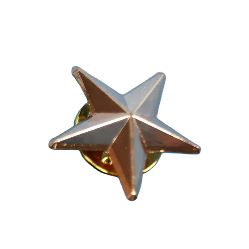 Customized Russian Star Shape 3D Badge Zinc-alloy Gold Plated Metal Brooch Pin with Ribbon