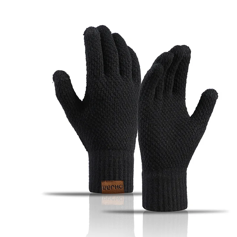 Wholesale Fashion New Winter Knitted Touchscreen Gloves Unisex Plush Thermal Jacquard Magic Gloves Mittens For Cell Phone