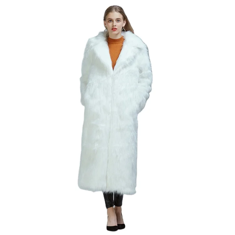 Winter Fur Faux Long Coat Suit Collar Comfortable Keep Warm Fur Coat For Women