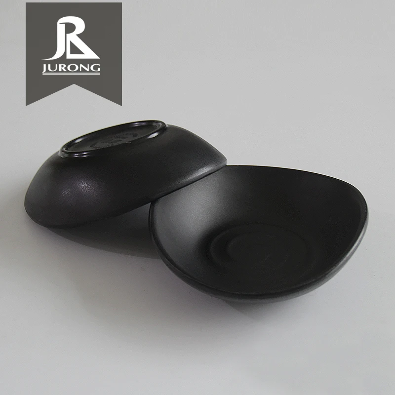 Modern restaurant melamine custom black taco holder plate dinnerware for wholesale