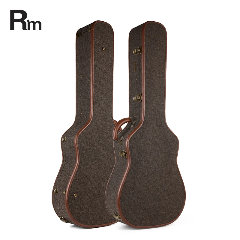 Wooden Acoustic Guitar Case Leather Handle Guitar Case Bag Strong Protection Hard Case for Guitar