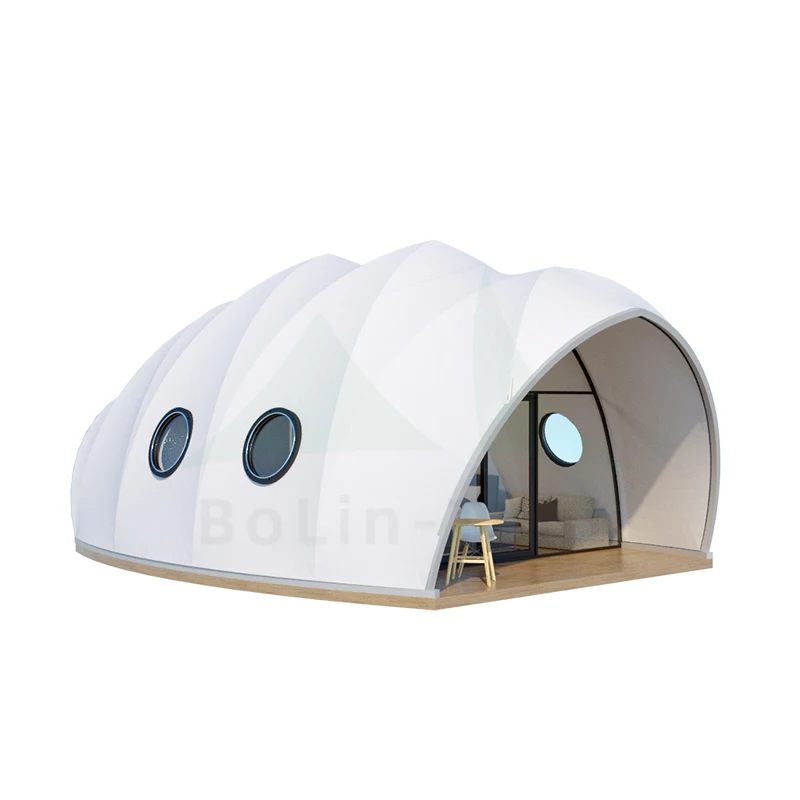 Long Service Life Camping Luxury Four Seasons Round Glamping Shell Shape Hotel Tent For Resort