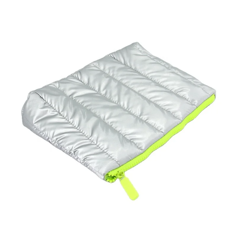Custom Logo Travel OrganizerWaterproof Zipper Puffer Cosmetic Pouches Quilted Nylon Puffy Makeup Bag