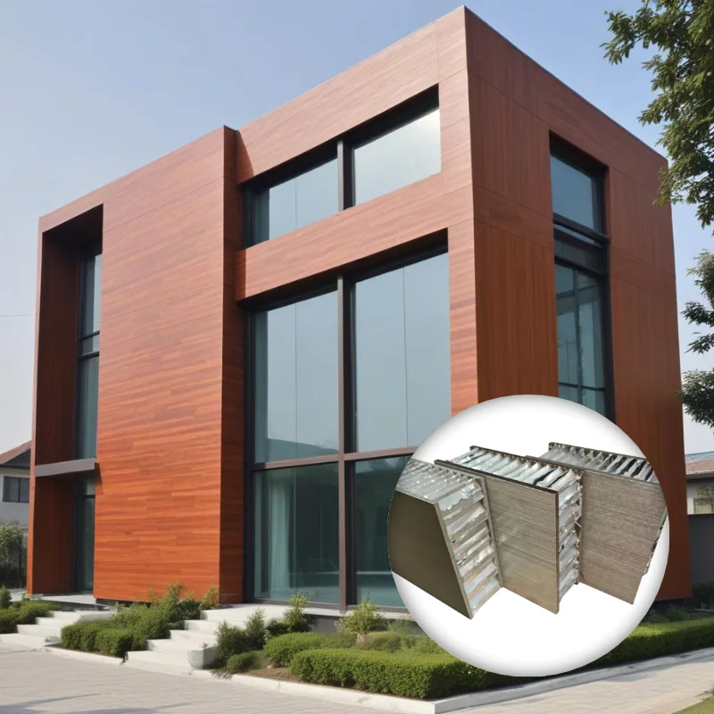 Aluminum Wood Grain Composite Honeycomb Curtain Wall Panel For Wall & Ceiling Tile