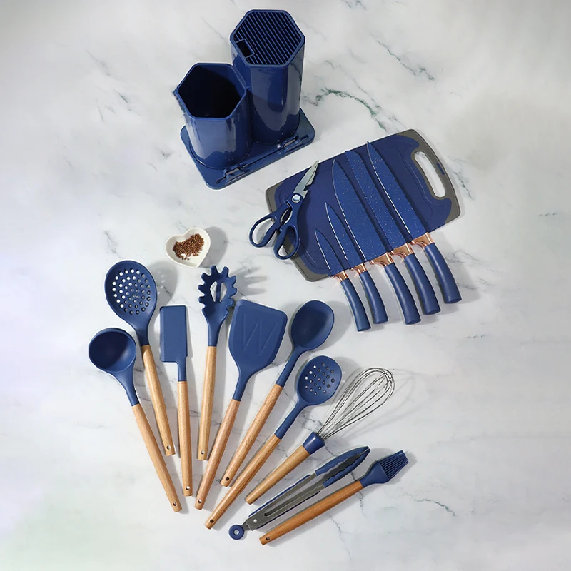 17/18 PCS Silicone Cooking Kitchen Utensils Set Non-stick Silicone Stainless Steel Kitchen Utensil Set