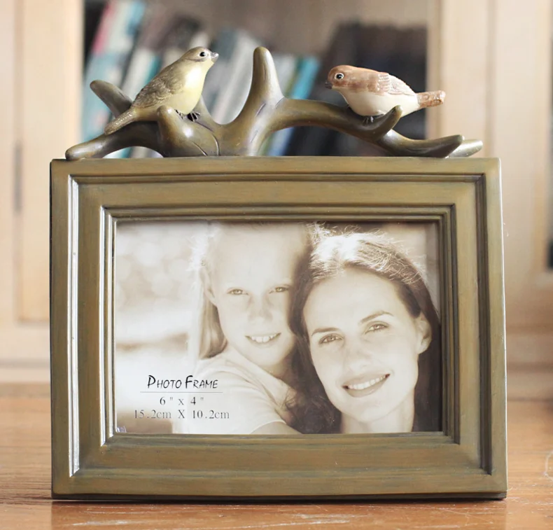 Креативная фоторамка «Птица на ветке» из смолы, белая/коричневая, рамка для фотографий, домашний декор, 5 дюймов, 6 дюймов, 7 дюймов, 8 дюймов