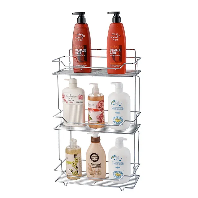 3-Tier Classic wire bathroom storage rack chrome plating carbon steel bathroom organizer floor standing caddy