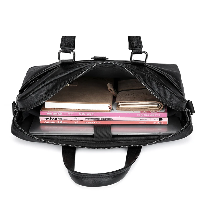 New Designer Large Portable Men Luxury Laptop PU Leather Waterproof Shoulder Business Laptop Bag For Office