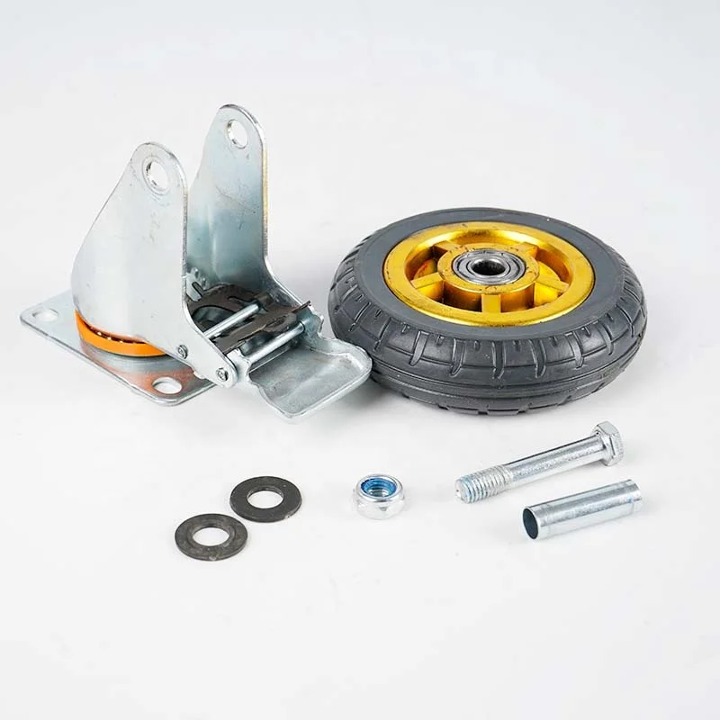3 4 5 6 8 Inch Foam Rubber Heavy Duty Wheel Caster Solid core Large Machines Plant Workshop Soft Wheels Side Brake Caster