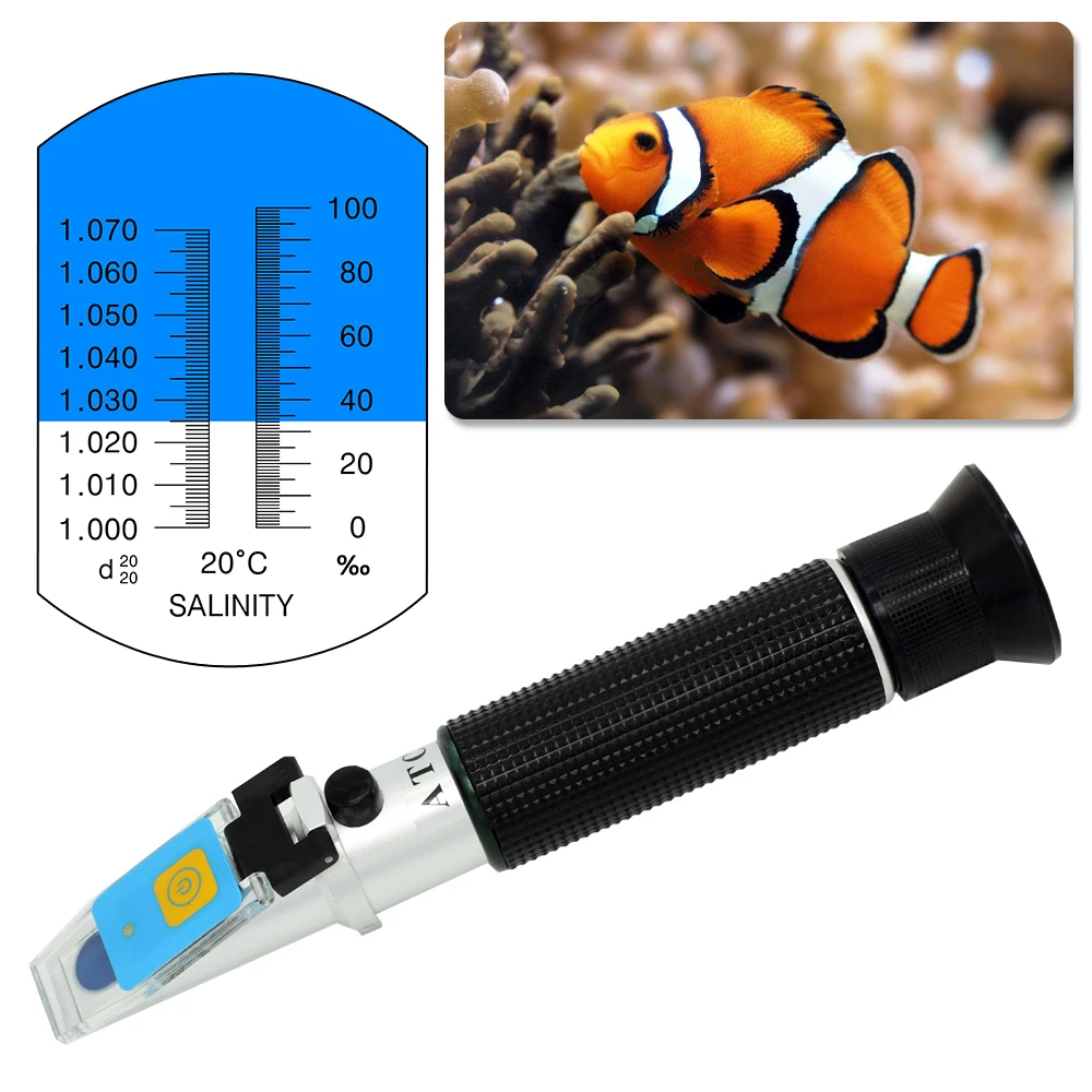 LED-RHS-10 handheld aquarium refractometer portable salinity refractometer auto fishkeeping refractometers salinity test tools