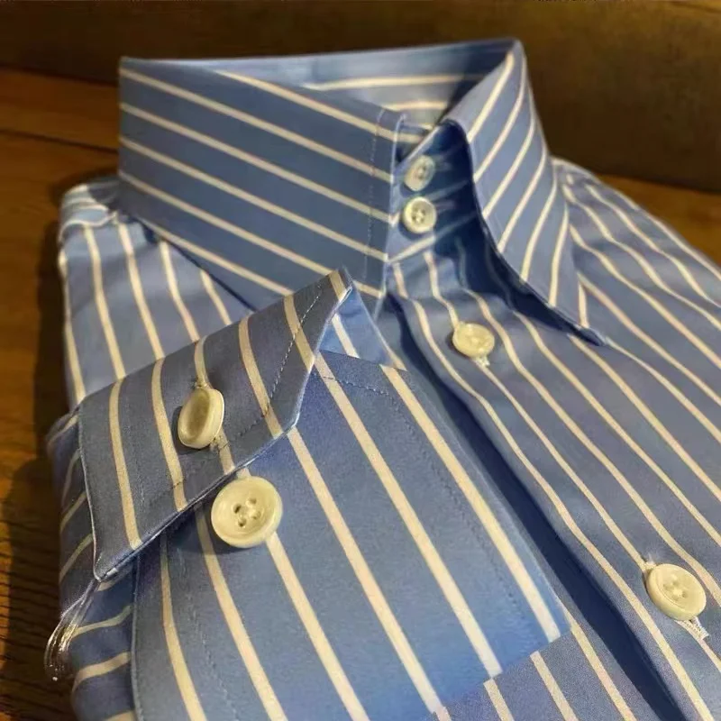 Мужская хлопковая рубашка с отложным воротником, классическое платье 100