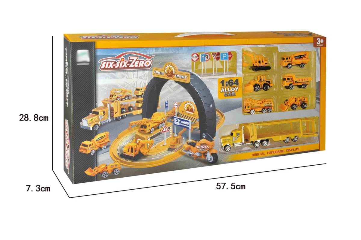 Construction Parking Lot Set For Deformation Tire Alloy Kid Deformation Track Alloy Parking Lot Toy Racing Car Garage Play Set