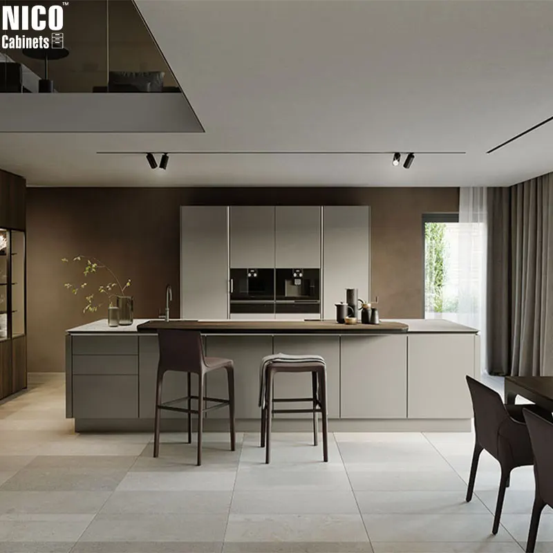 NICOCABINET Luxury Artisanal Craftsmanship Chic Glass Detailing Ambient Lighting Custom Kitchen Cabinets