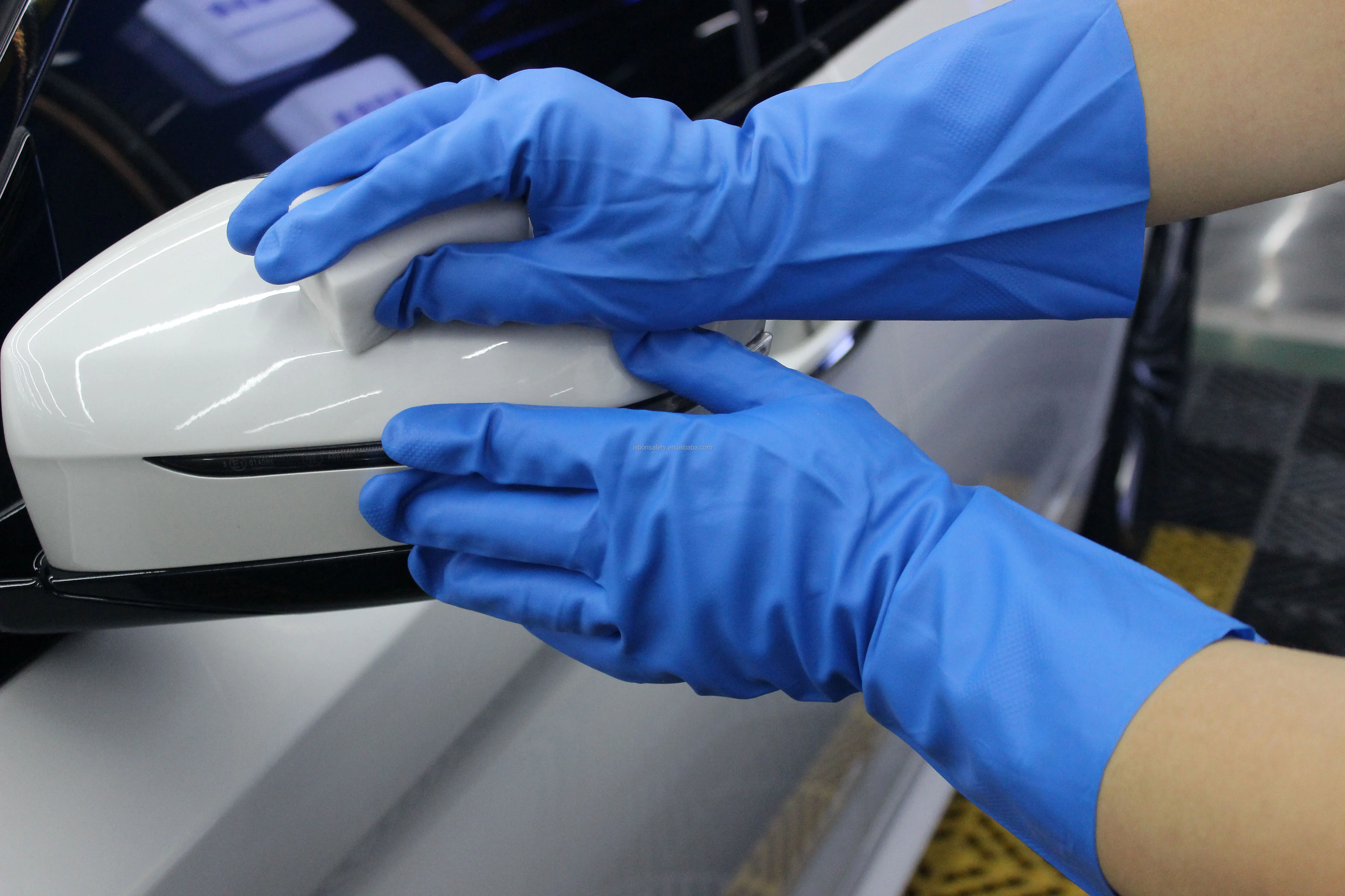 Wholesale High-Risk Long Pure Nitrile Gloves with Non-Slip Feature,  for Industrial and High-Risk Work Environments