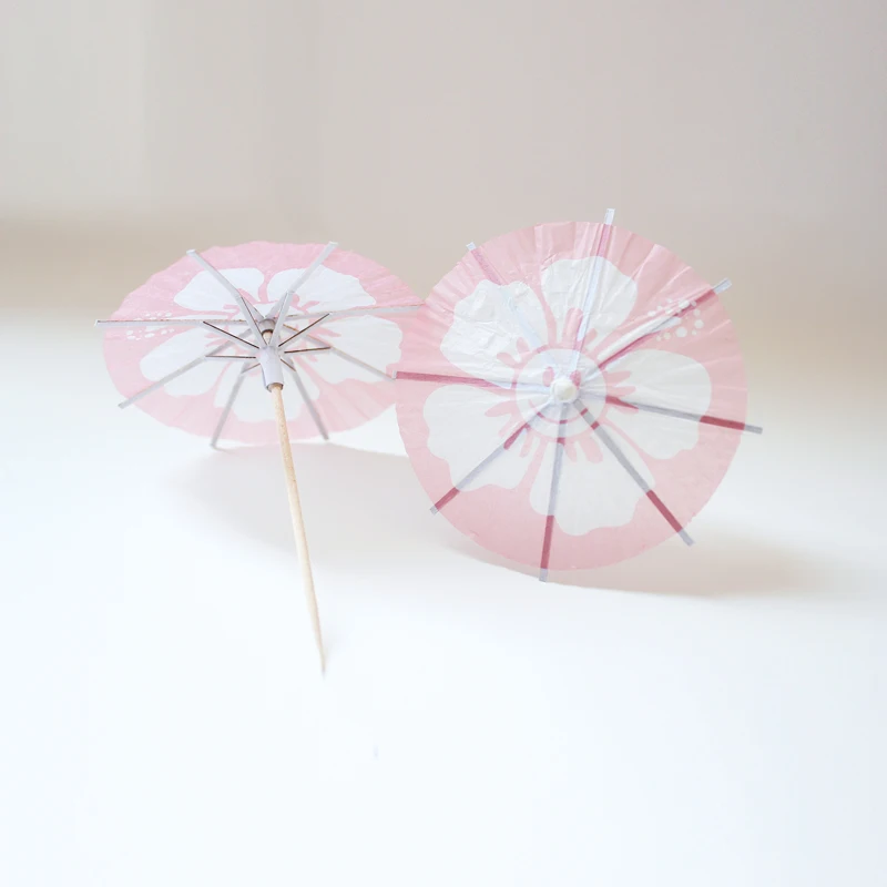 Jimao Cocktail Umbrella picks - OEM Food Safe grade 4 inch Tropical Parasol party Decoration Wood Disposable Cocktail Picks