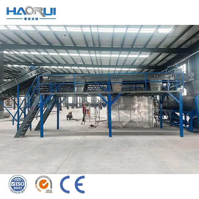 New PET Recycling Plant Label Remover Pet Bottle Flakes Staple Fiber Equipment Motor Included Recycled Plastic Pet