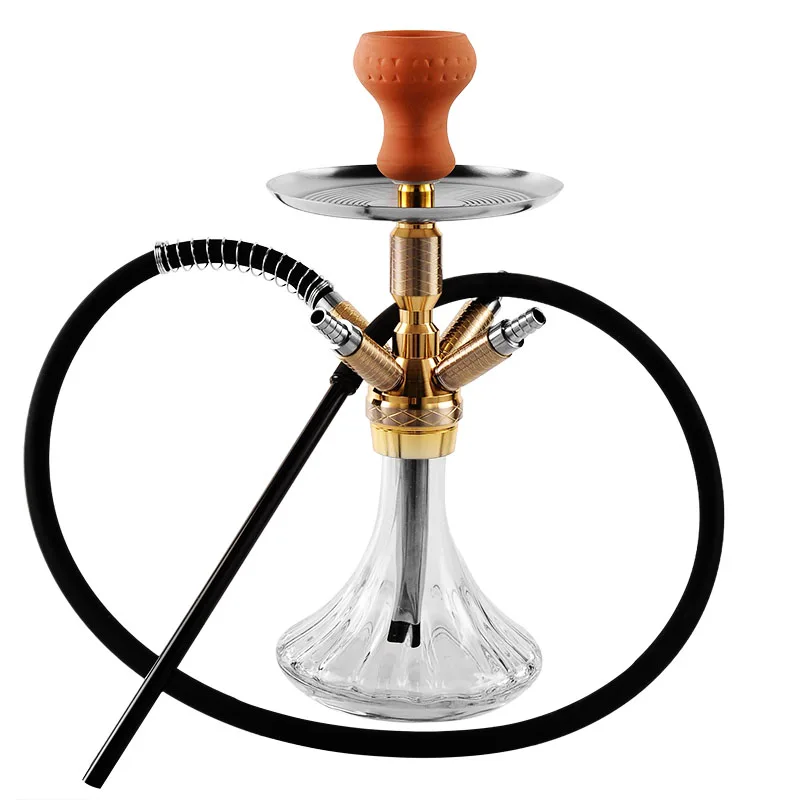 Kuke OEM Shisa High Quality Hookah To Go Gravity Hubbly Bubbly 4 Pipes Gold Pen Hookahs Set With Spring