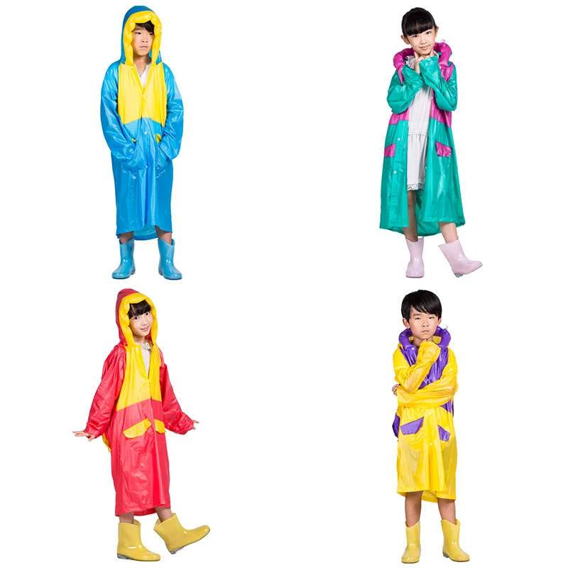 Best selling raincoat hoodie long style children rain coat for kids
