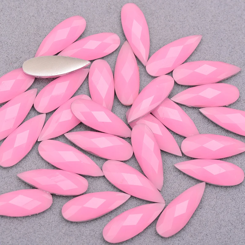 Wholesale 8*22mm Neon Orange Red Color Crystal Gems Stones Non Sewing Beads Flat Back Drop Resin Rhinestones For Nail Art