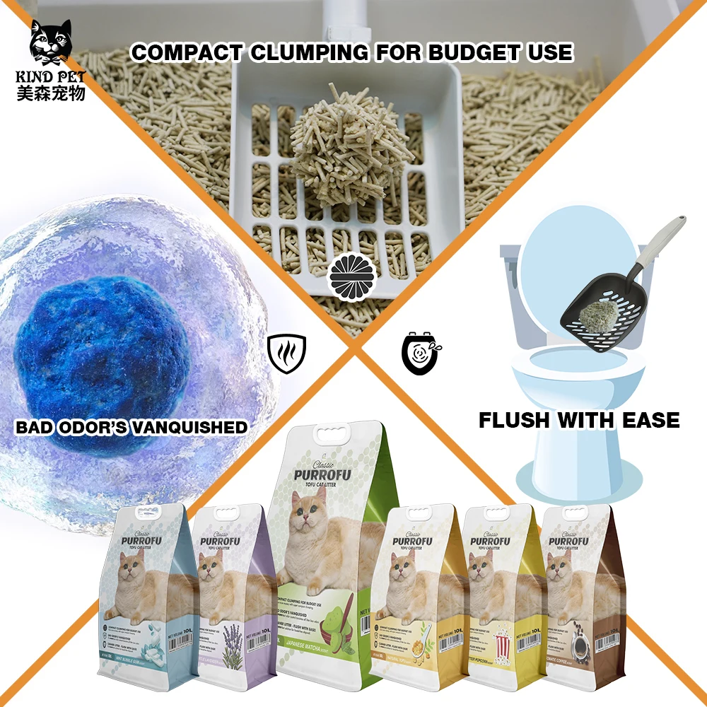 Popular Cat Sand Manufacturer Factory OEM Premium Strong Agglomeration Tofu Granule Arena Para Gatos Cat Litter