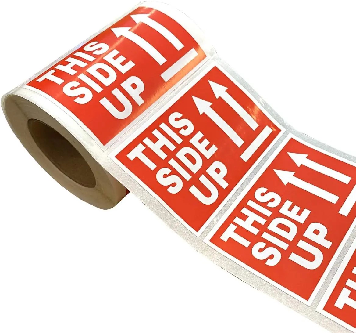 Reusable This Side up Warning Stickers for Shipping 2X3inch Permanent Adhesive Packing Labels 300Pcs