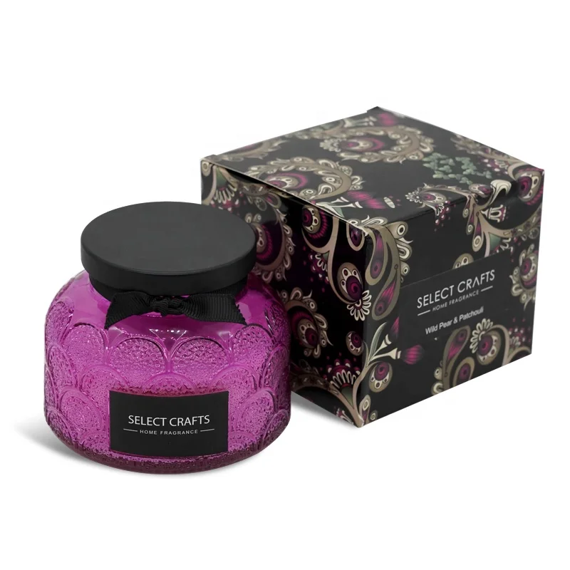 High Quality Wholesale Custom Luxury Wedding Gifts for Guests Freshener Embossed Glass Jar Scented Design Candle