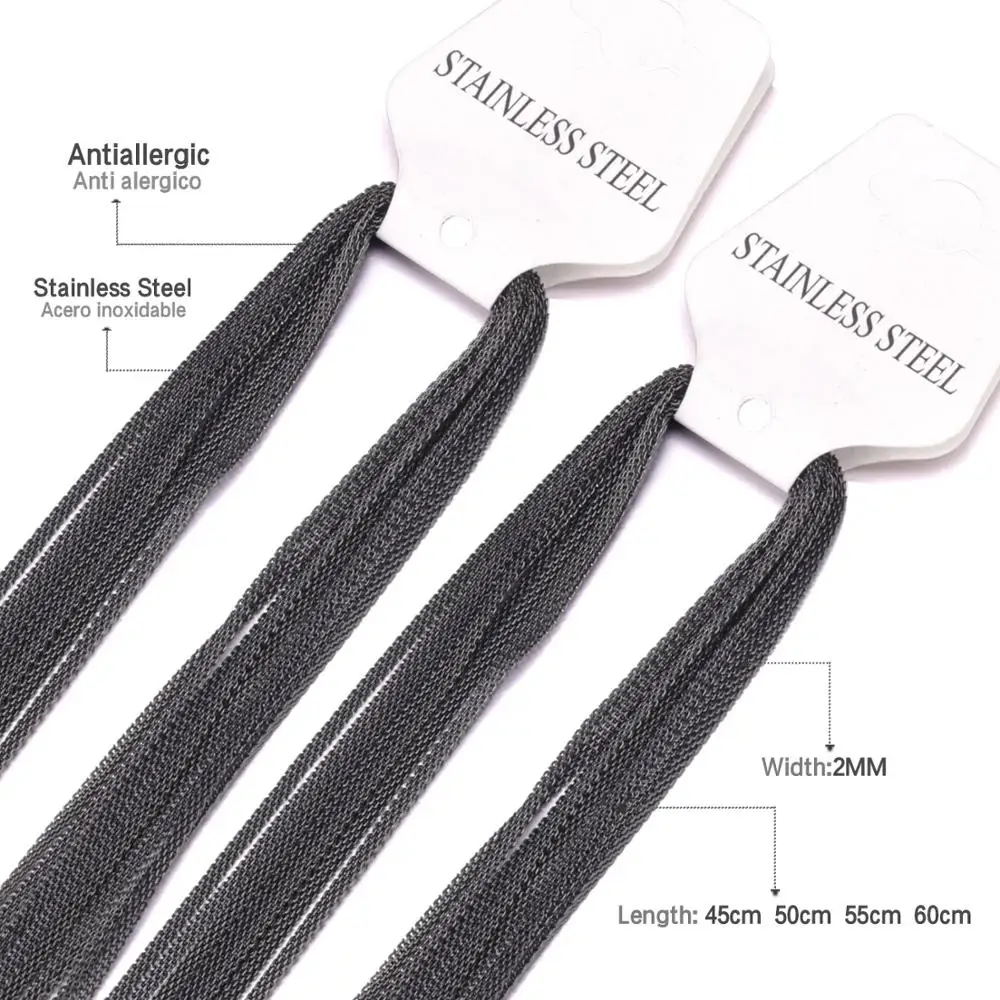 316L 2mm Gold Filled Stainless Steel Necklace Chain for Men and Women Stainless Steel Gold Chain Necklace