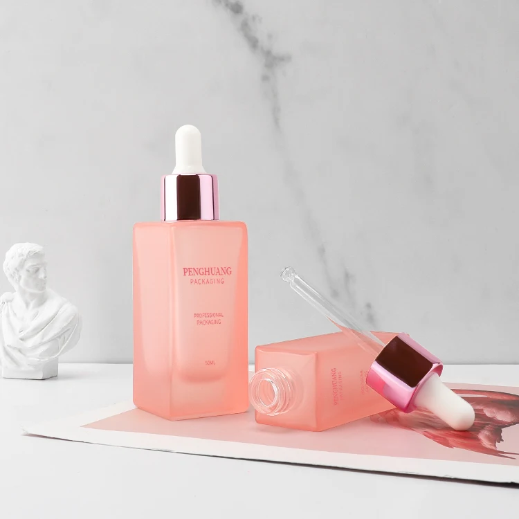 30ml 50ml amber glass packaging cosmetic glass pump bottle moisturize essential oil serum dropper bottle