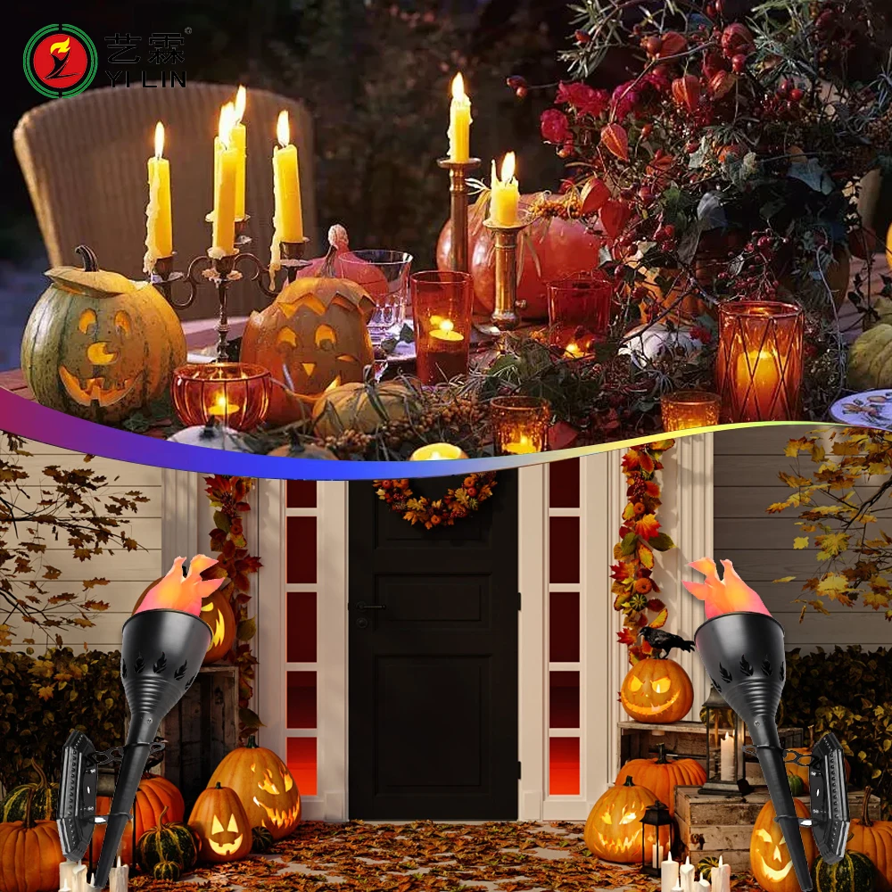 Factory Wholesale Low Price Hanging Flame LED Light Fake Campfire Lamp Prop Halloween Xmas Party Decor