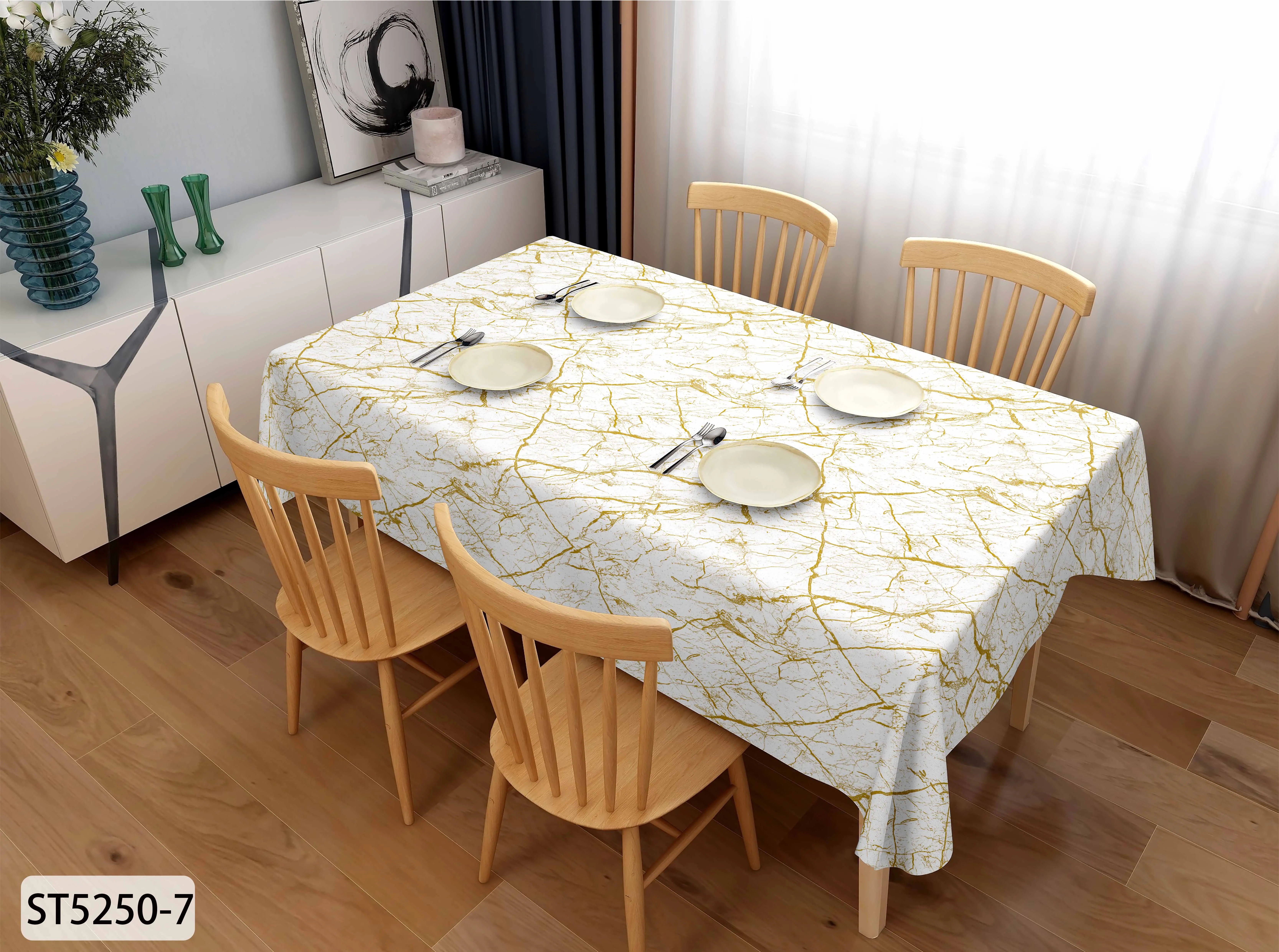 Custom Printed Rectangle Stain Resistant Crystal Transparent Printing PVC Table Cloth With Fine Grain For Dinning Party