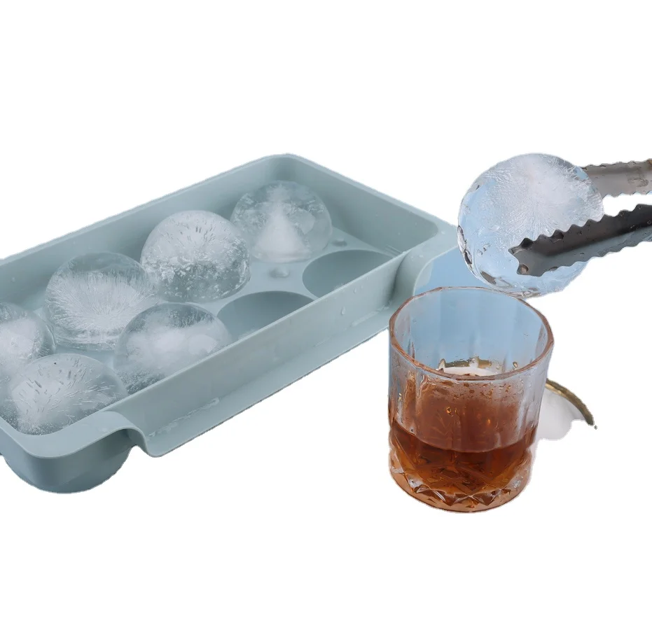 Customized 8 evens Round Shape Ice Cube Tray Mold 3D Ice ball Trays For Whiskey Cocktails Juice