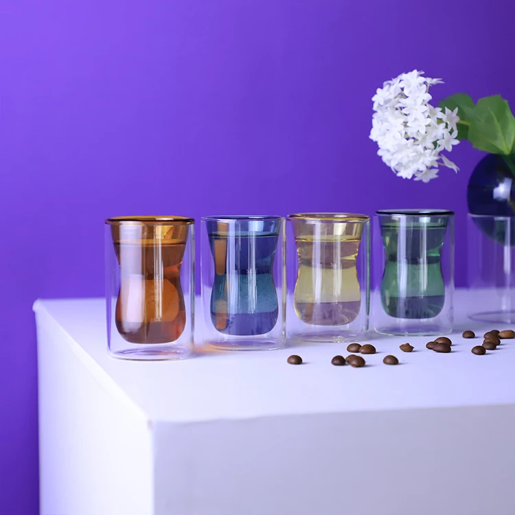 Стеклянные стаканы кофейная чашка стакан для чая с двойными стенками питья термостакан турецкой кофейной