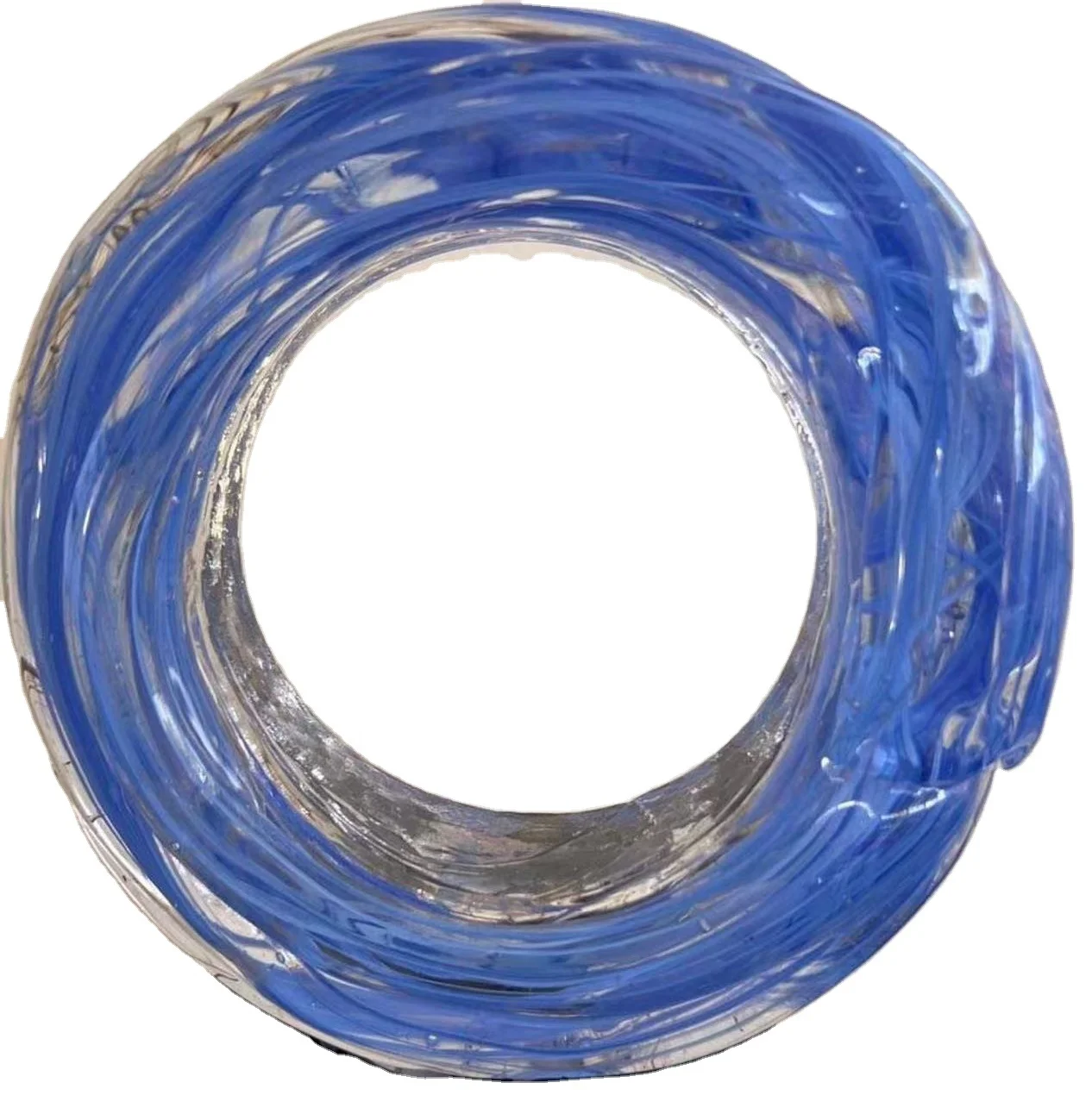 Modern custom made decor table top decoration handmade colored glaze murano glass craft round ring design sculpture paperweight