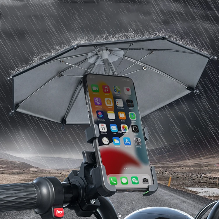 New design sunshade small umbrella waterproof phone holder for bike and motorcycle suitable for all phone models