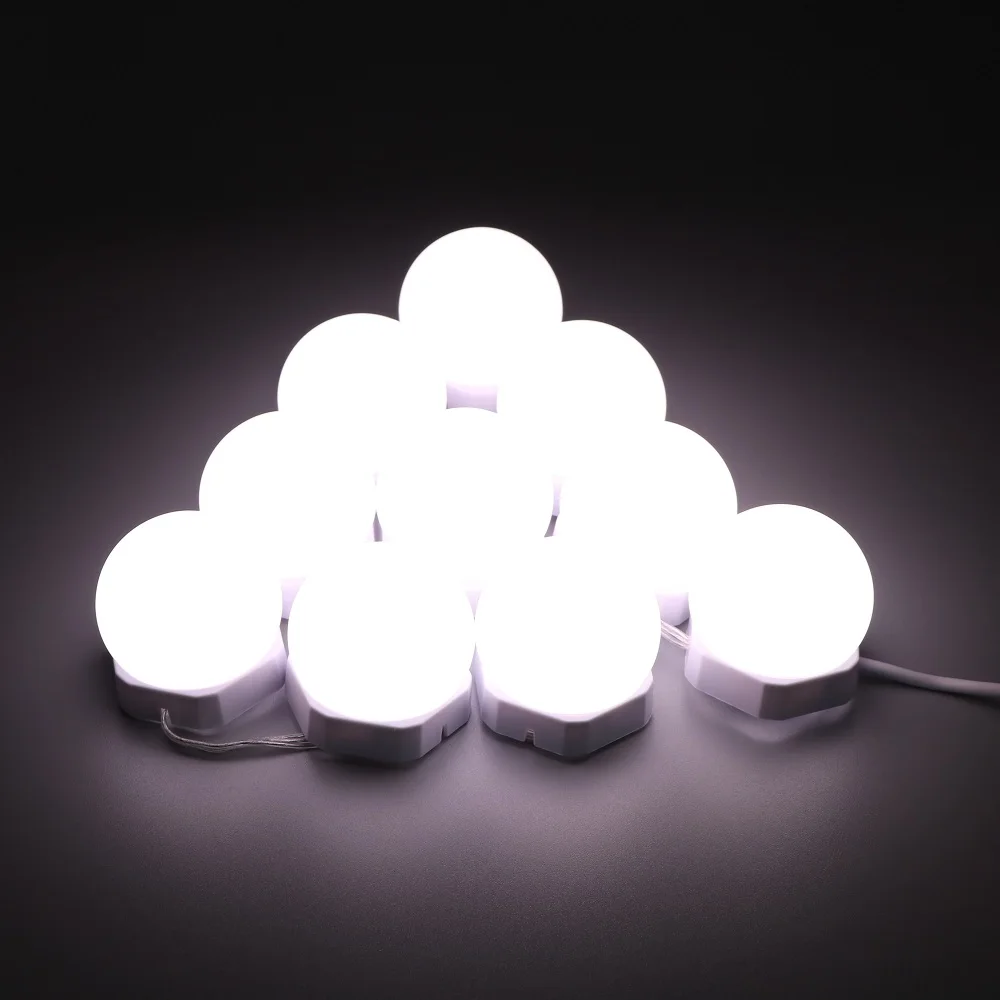 led mirror light tricolor makeup light USB dimming mirror headlight 45mm vanity mirror light bulbs