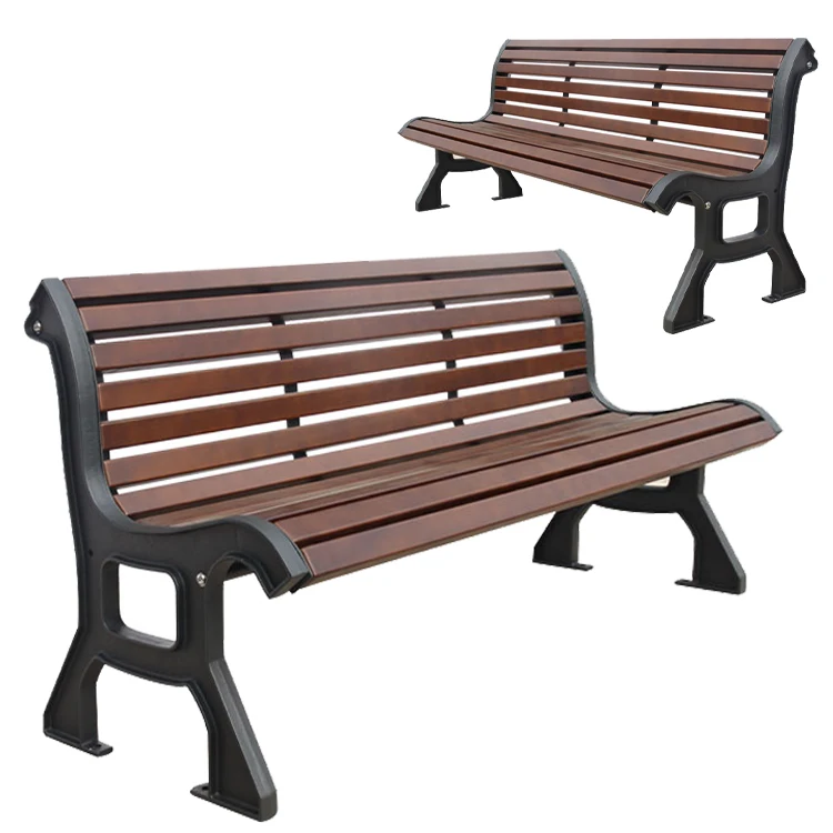 custom outdoor furniture cast iron leg wood slat bench public park long solid wood bench seat out door garden wooden bench chair