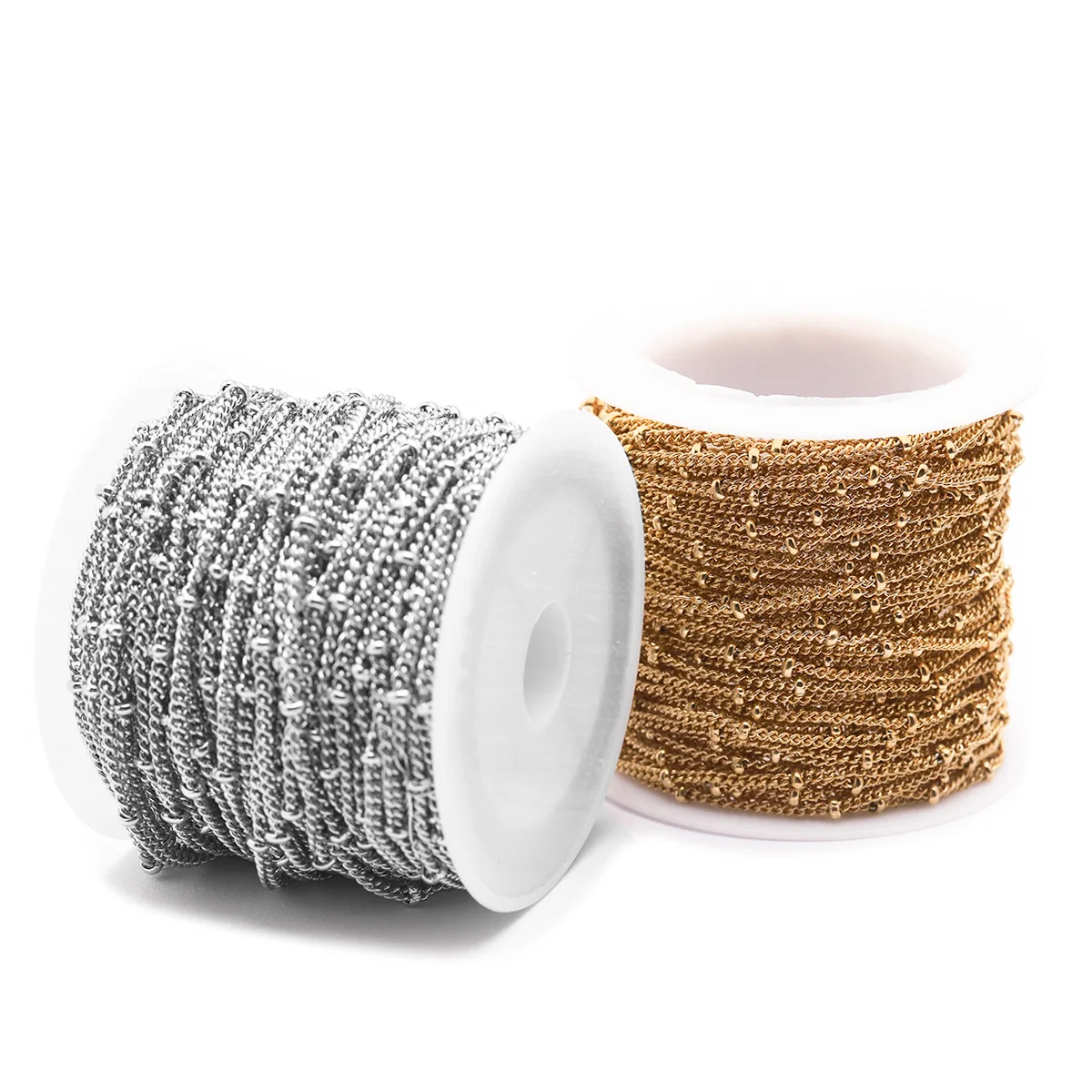 1.5mm 2mm wide 2mm 3mm beads bulk stainless steel necklace 10 Yards/Roll wholesale women chains roll for jewelry making