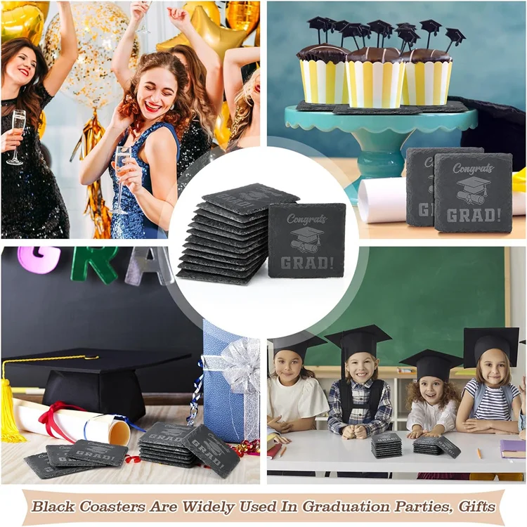 Hot Sale Natural And Environmentally Friendly Insulation Round Slate Coasters For Drink Blank Slate Coaster