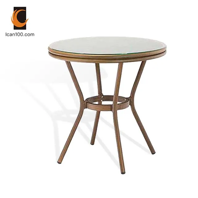 Hot Sale Retro Chinese Loft Luxury Round Tempered Glass Dinning Tables