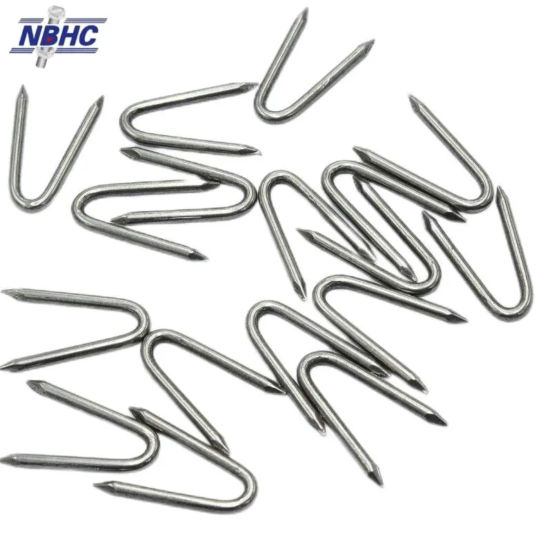 NBHC003NA Factory Manufacture Fence Staples U-shaped Nail Smooth Barbed Shank Galvanized Polishing U Type Nail
