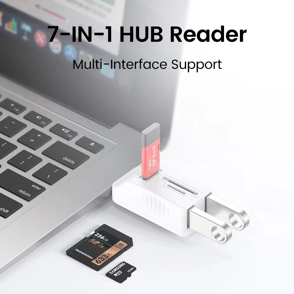 7-in-1 USB 2.0 HUB USB Type C Splitter Micro SD TF Memory Card Reader Extender Docking Station Hub 2.0 Converter for PC Laptop
