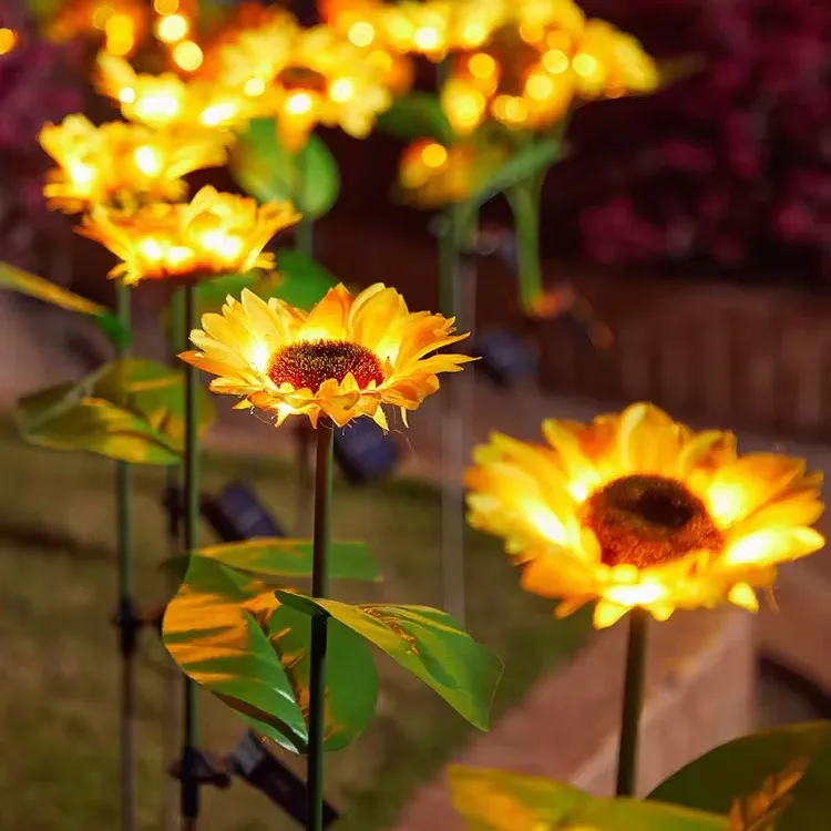 LED IP44 Solar lights Sunflower Garden Ground Plug Lights Outdoor Ambience Decoration Lights